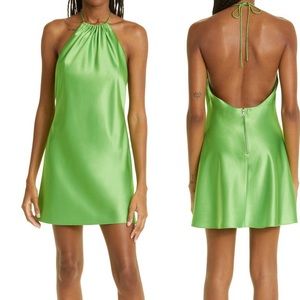 Alice+Olivia Zuni Satin Halter Dress